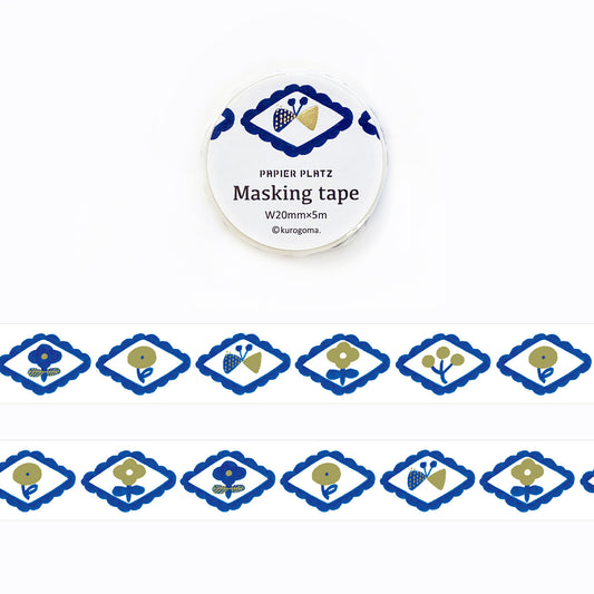KUROGOMA Blue Flore masking tape