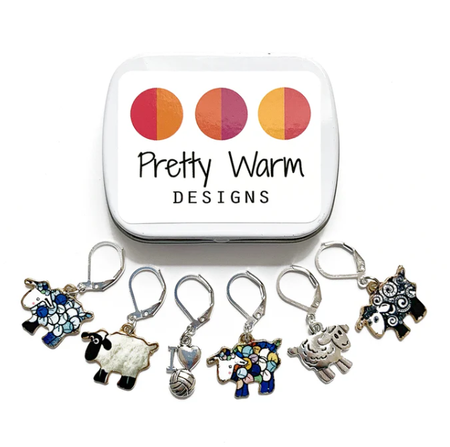 Crochet stitch markers with storage tin
