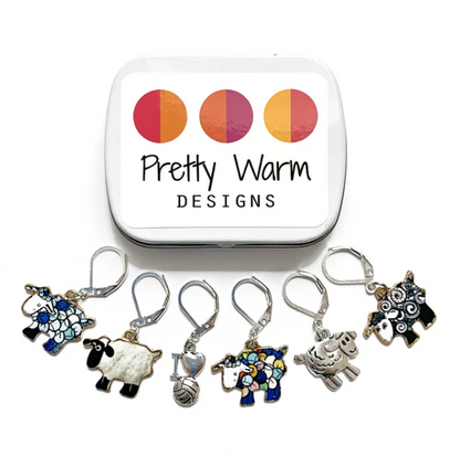 Crochet stitch markers with storage tin