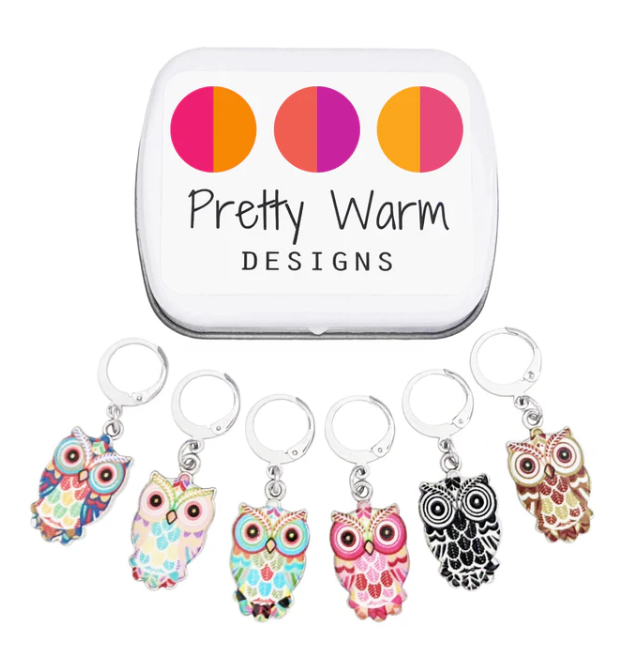 Crochet stitch markers with storage tin