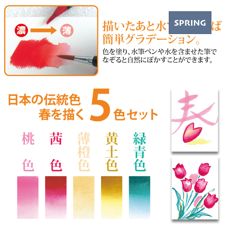 SAI watercolour brush pens 5-colour set