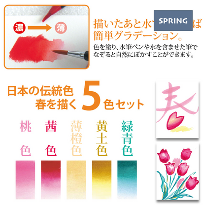 SAI watercolour brush pens 5-colour set