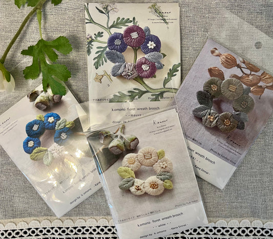 k.omono floret wreath brooch embroidery kit
