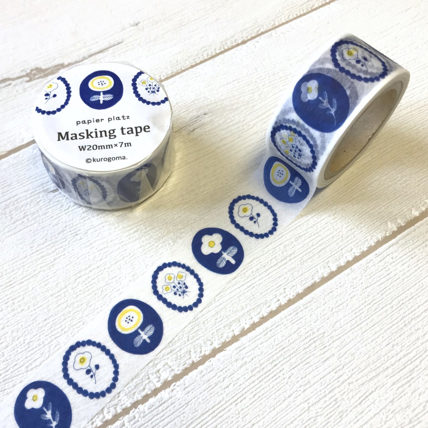 KUROGOMA Blue Flore masking tape