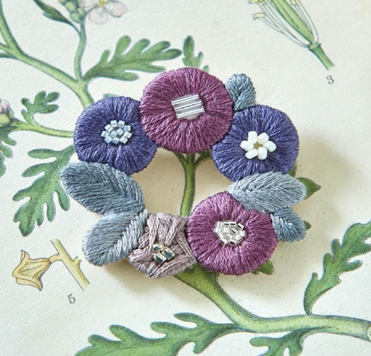 k.omono floret wreath brooch embroidery kit