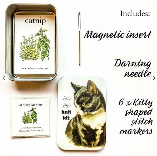 猫編みキット ステッチマーカー缶