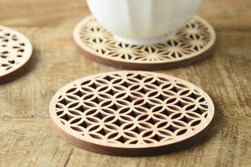 組子調ひのき伝統柄コースター