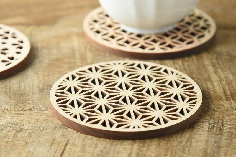 組子調ひのき伝統柄コースター