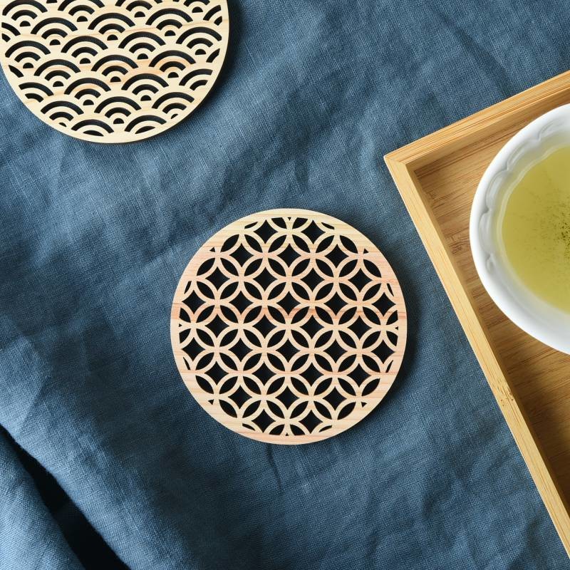 組子調ひのき伝統柄コースター