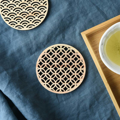 組子調ひのき伝統柄コースター