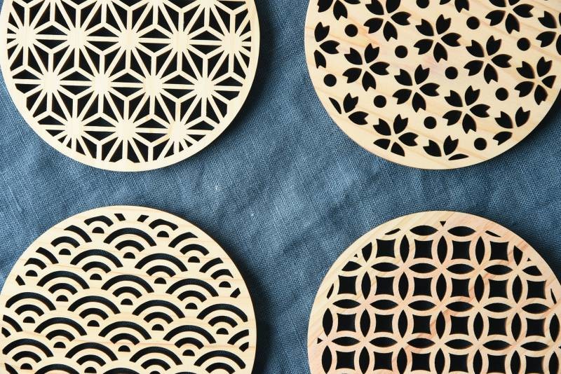 組子調ひのき伝統柄コースター