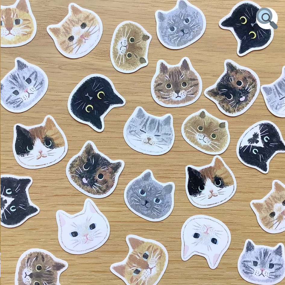 CATS IN PICTURE BOOKS cat face flake stickers