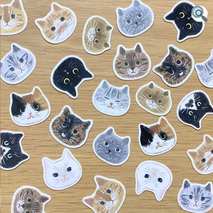 CATS IN PICTURE BOOKS cat face flake stickers