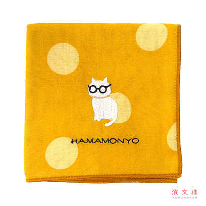 Cat with glasses cotton gauze handkerchief