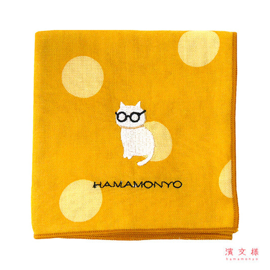 Cat with glasses cotton gauze handkerchief